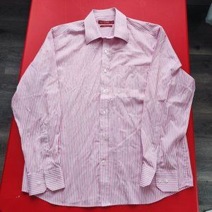 John Players pink stripe long sleeve dress shirt men's size 44cm